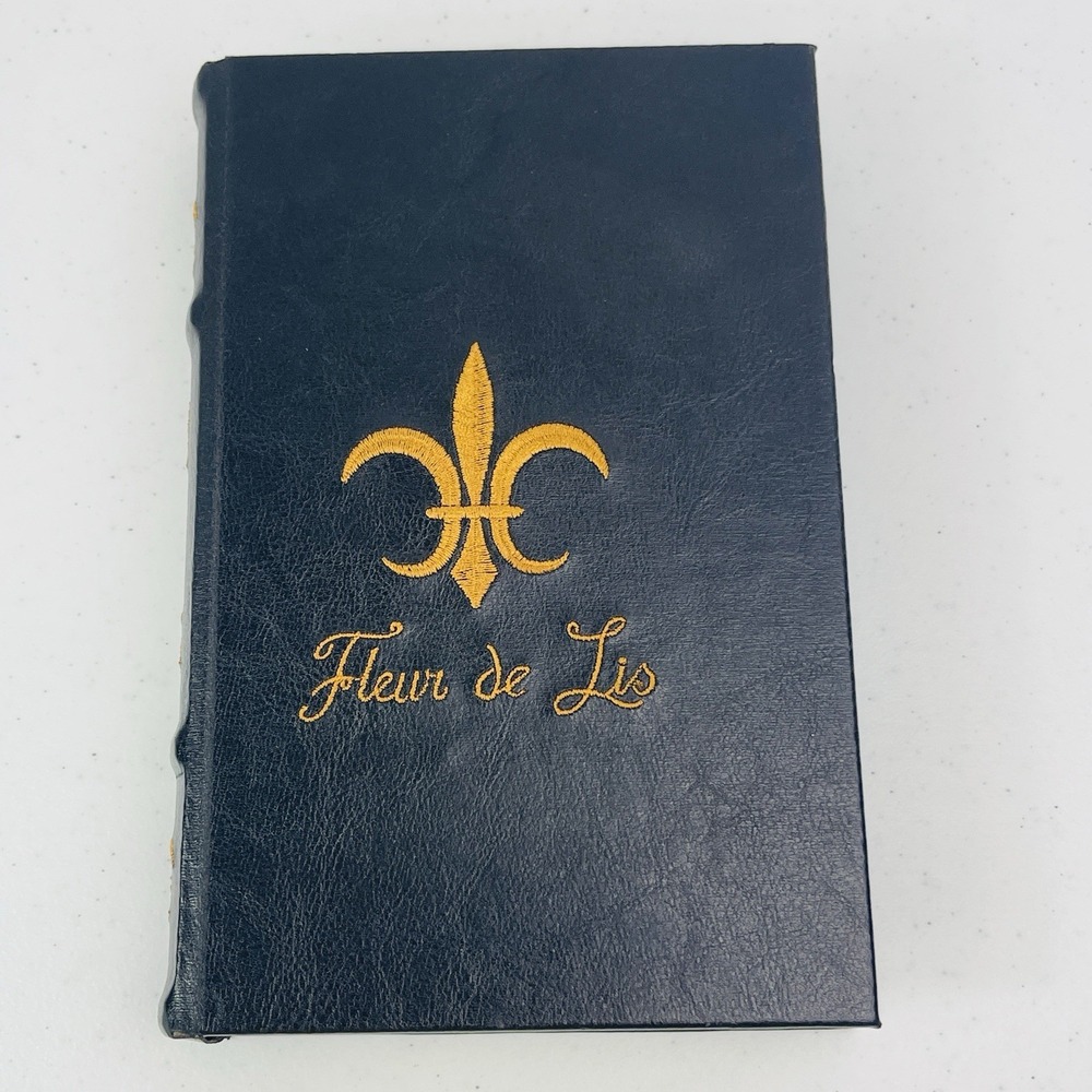 Paris France Fleur‎ de Lis Secret Storage Stash Book Box Black Embroidered Gold